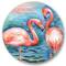 Designart - Pink Flamingos In Blue Water I - Farmhouse Metal Circle Wall Art